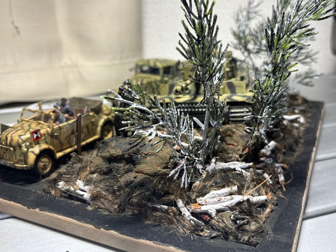戦車　ジオラマ　ドイツ軍　タイガー戦車等　1／４８ 素人作品のためご了承ください