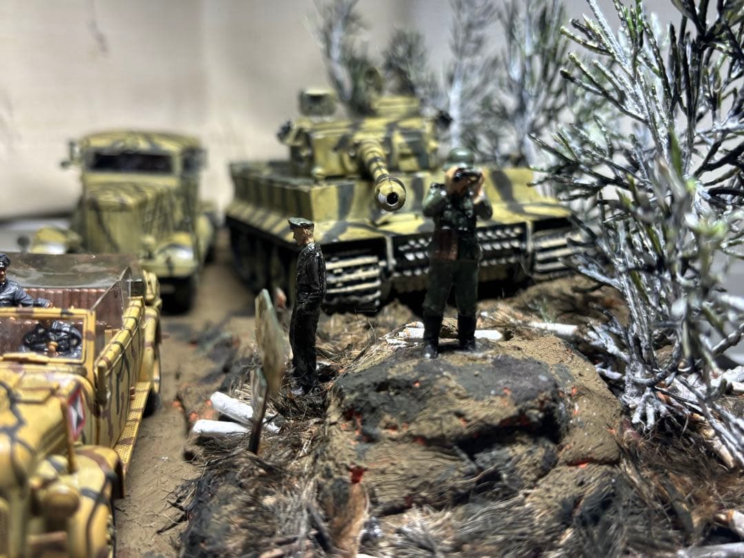 戦車　ジオラマ　ドイツ軍　タイガー戦車等　1／４８ 素人作品のためご了承ください