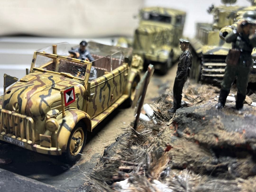 戦車　ジオラマ　ドイツ軍　タイガー戦車等　1／４８ 素人作品のためご了承ください