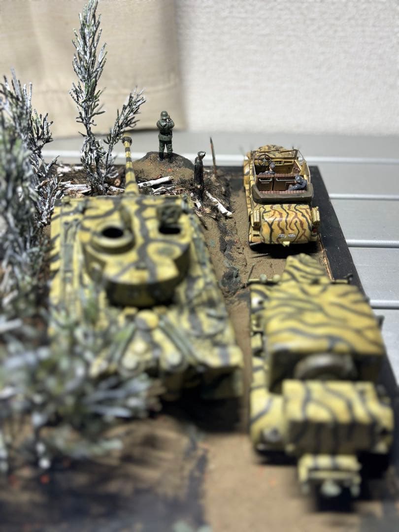 戦車　ジオラマ　ドイツ軍　タイガー戦車等　1／４８ 素人作品のためご了承ください