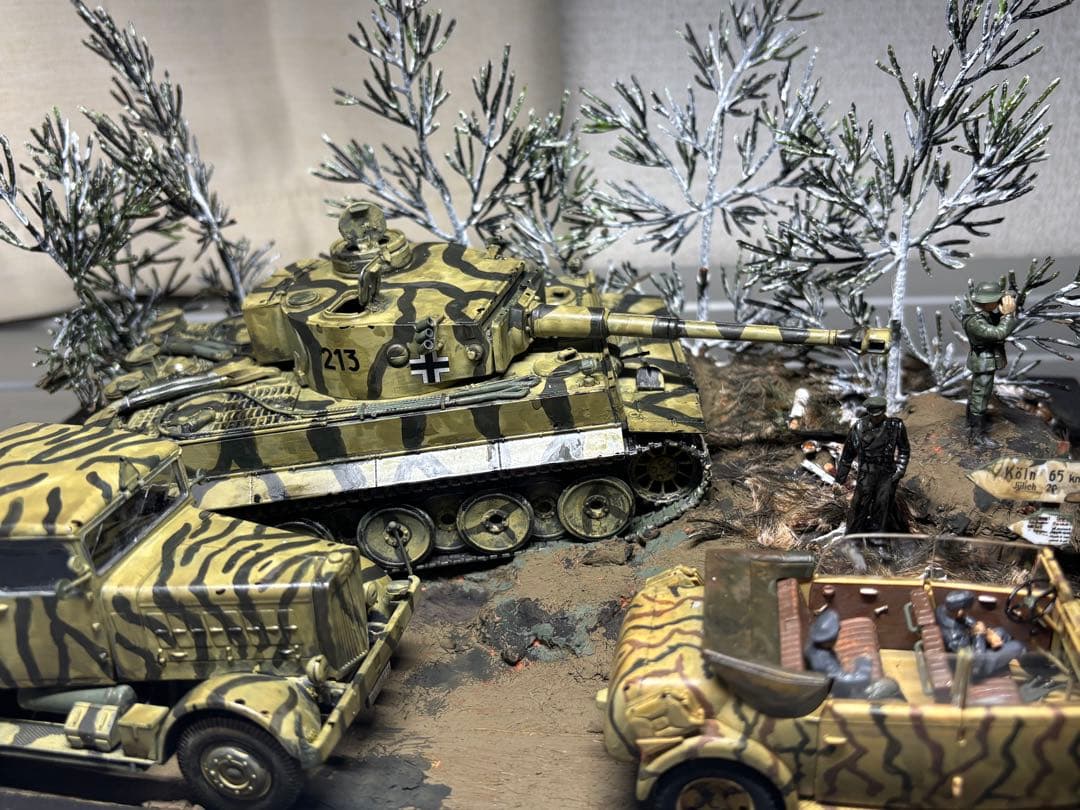 戦車　ジオラマ　ドイツ軍　タイガー戦車等　1／４８ 素人作品のためご了承ください