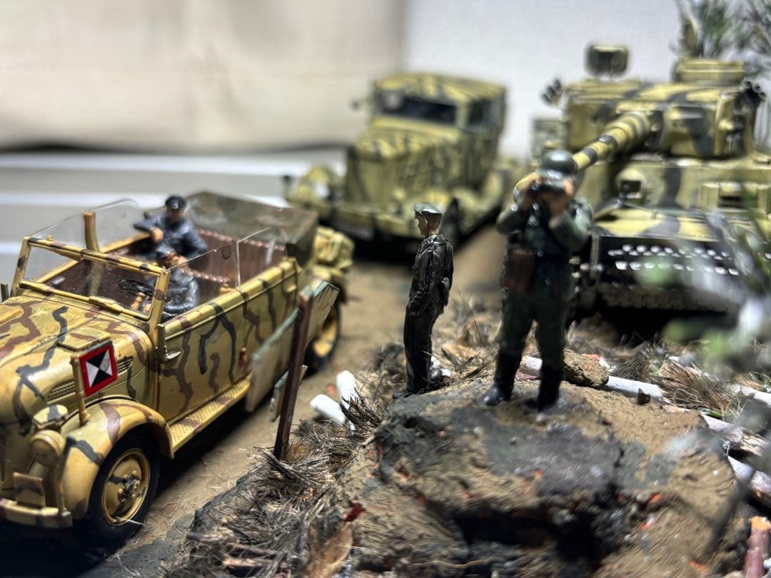戦車　ジオラマ　ドイツ軍　タイガー戦車等　1／４８ 素人作品のためご了承ください