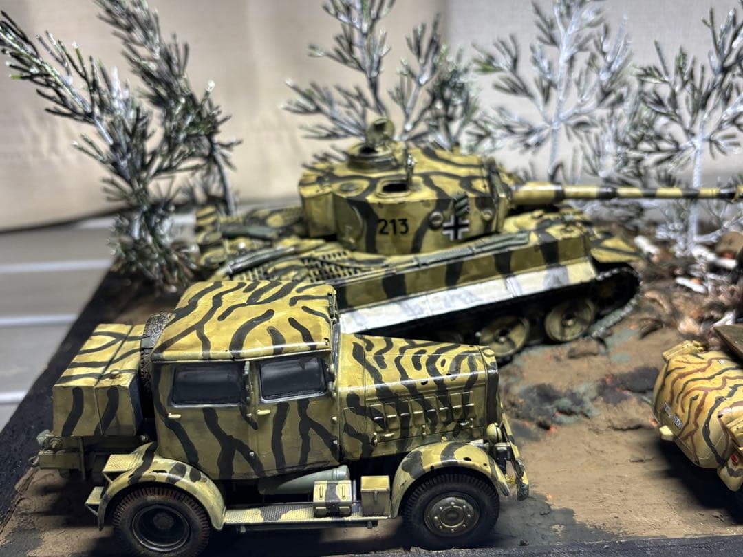 戦車　ジオラマ　ドイツ軍　タイガー戦車等　1／４８ 素人作品のためご了承ください