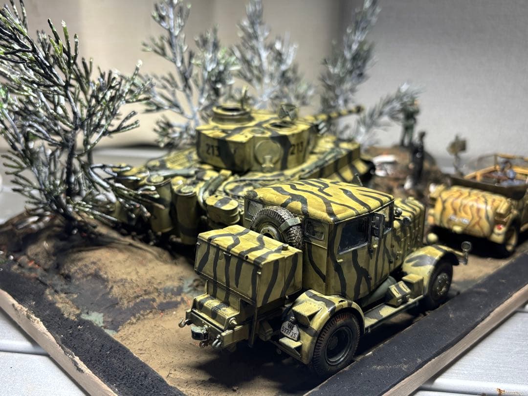 戦車　ジオラマ　ドイツ軍　タイガー戦車等　1／４８ 素人作品のためご了承ください