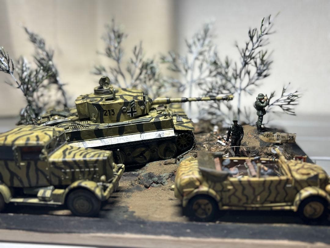 戦車　ジオラマ　ドイツ軍　タイガー戦車等　1／４８ 素人作品のためご了承ください