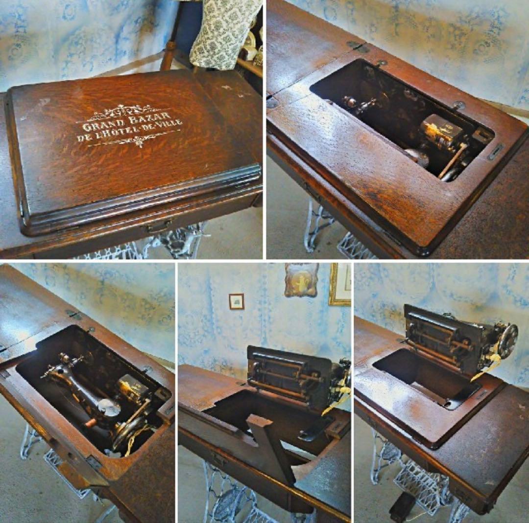 アンティーク ミシンテーブル/ 電動フットコントローラー式（稼働品）