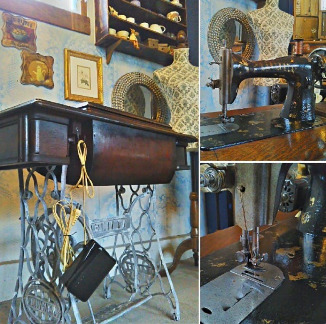 アンティーク ミシンテーブル/ 電動フットコントローラー式（稼働品）