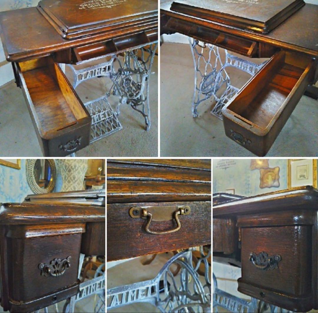 アンティーク ミシンテーブル/ 電動フットコントローラー式（稼働品）