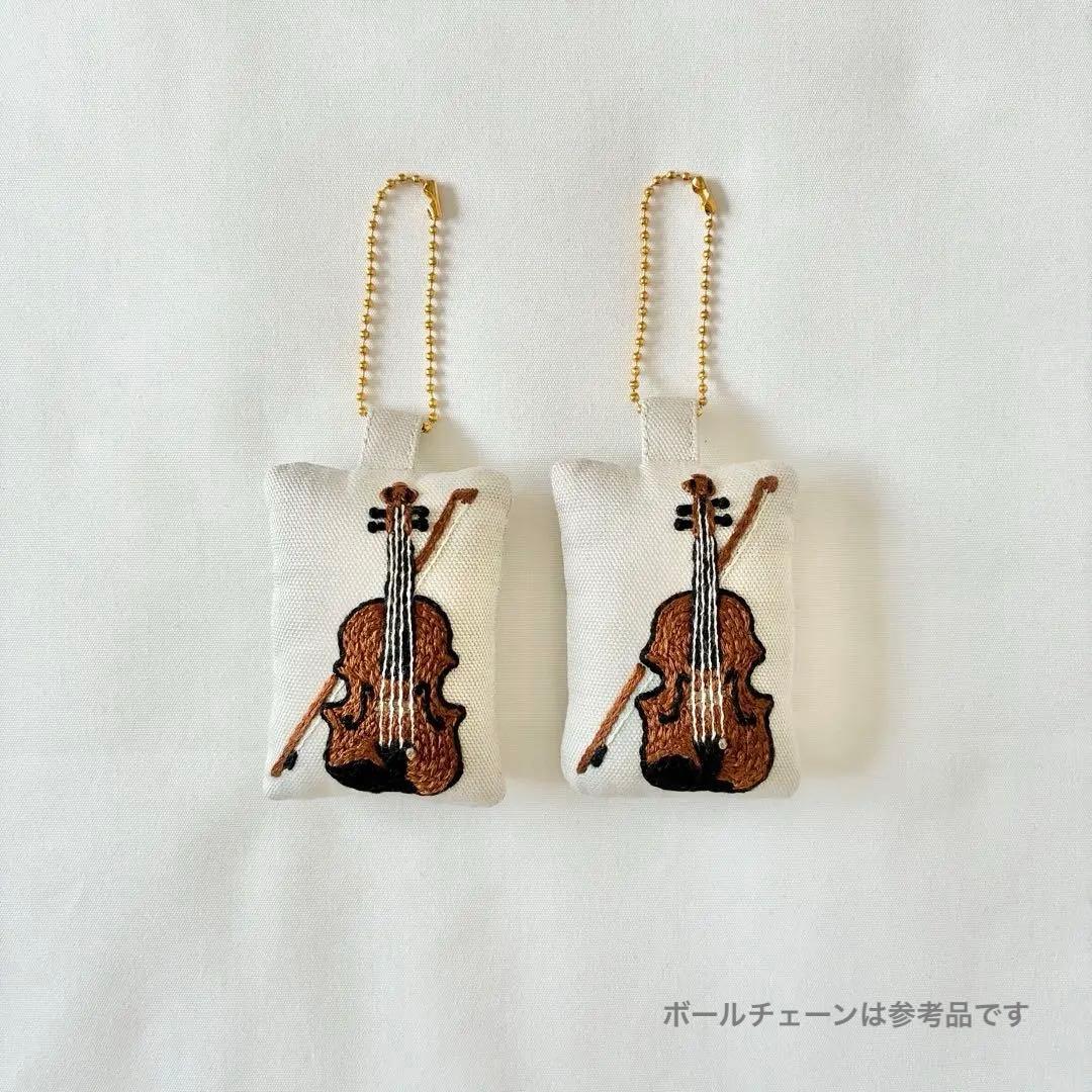 Mallow　バイオリン　手刺繍　レッスンバッグ　マスコットキー　親子