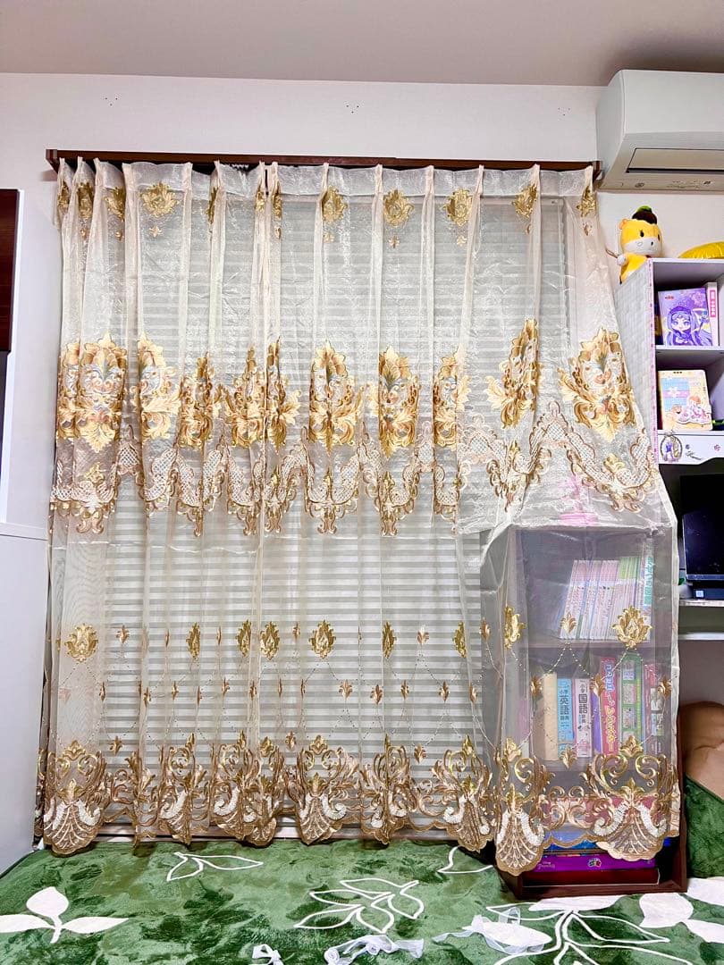 刺繍柄 レースカーテン 2枚セット オーダーサイズ おしゃれ きれい