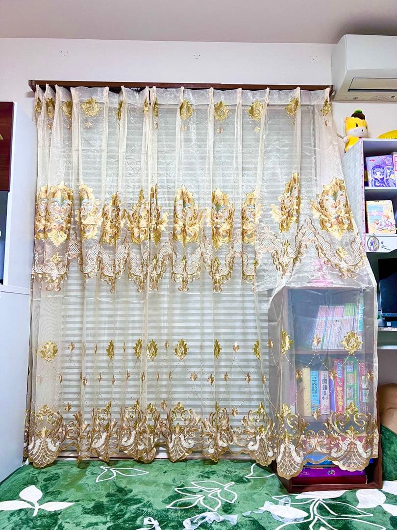 刺繍柄 レースカーテン 2枚セット オーダーサイズ おしゃれ きれい