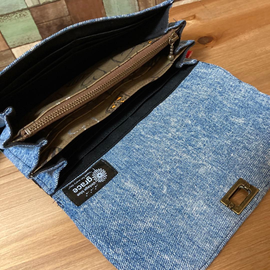 専用になりますm(_ _)mデニムリメイク アルミバネ口バック&長財布୨୧