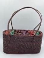 バリ島直輸入　アタバッグ　レッドブラウン　一列文様　バティック　幅30CM