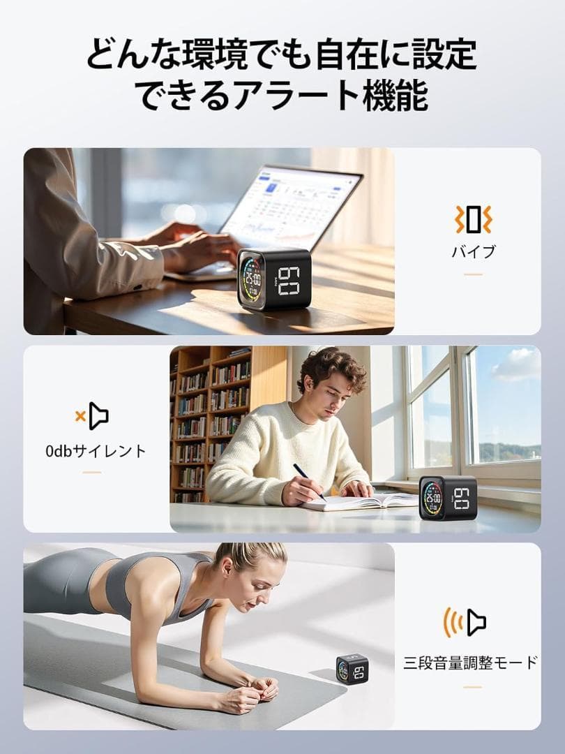 キューブタイマー ポモドーロタイマー ミニPC外観 ダヤル式操作 3段音量調整