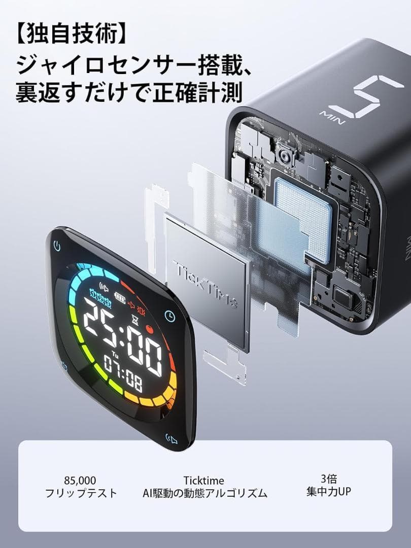 キューブタイマー ポモドーロタイマー ミニPC外観 ダヤル式操作 3段音量調整