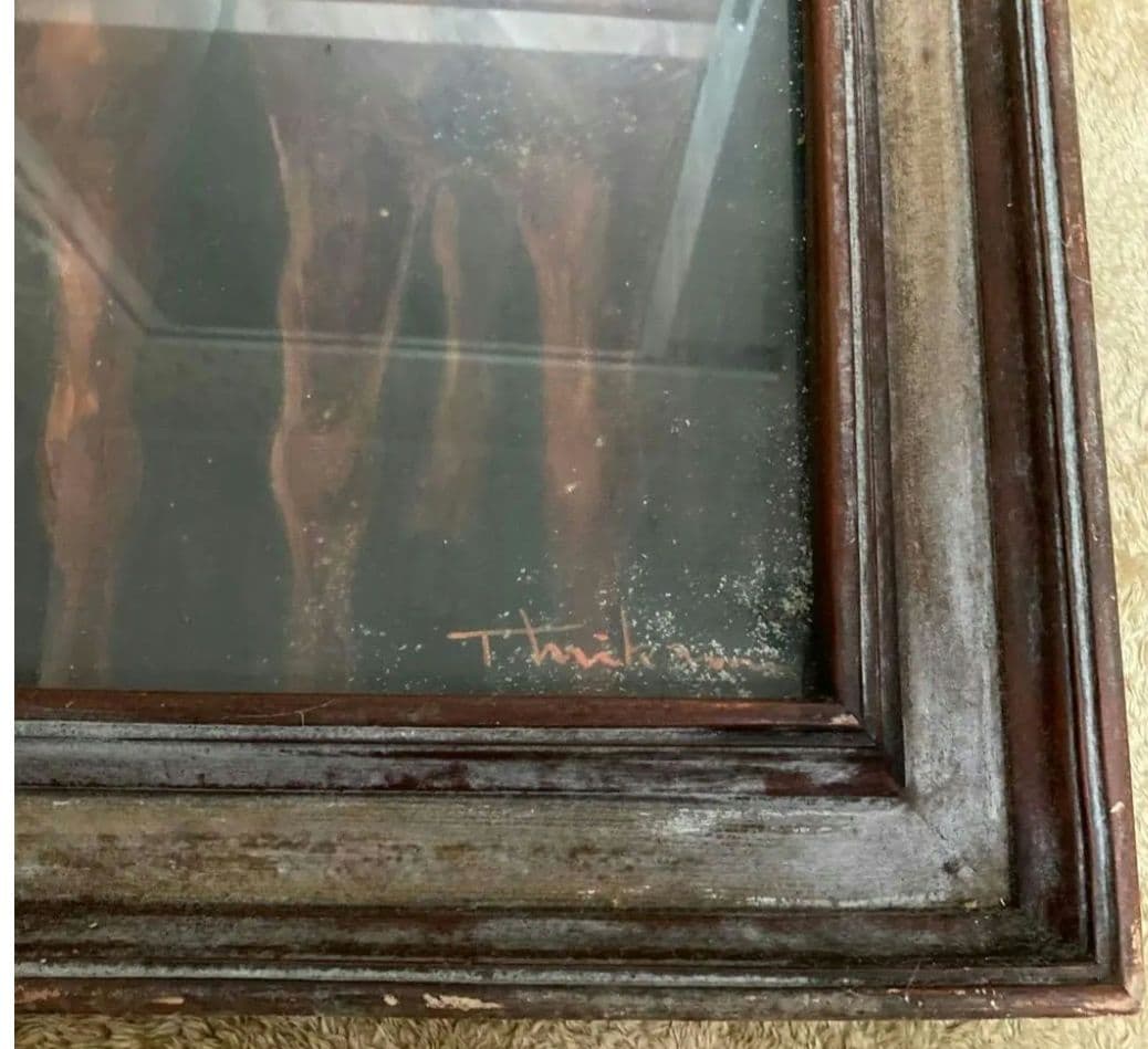 三上亨　額もこだわりの額で馬の油彩です　午年の一品に