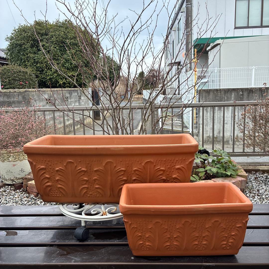 イタリアテラコッタ製植木鉢 プランター2個セット