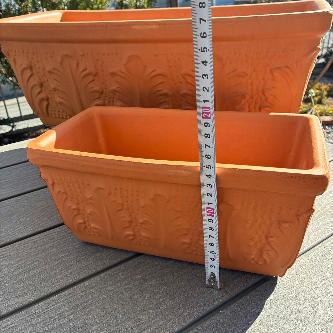 イタリアテラコッタ製植木鉢 プランター2個セット