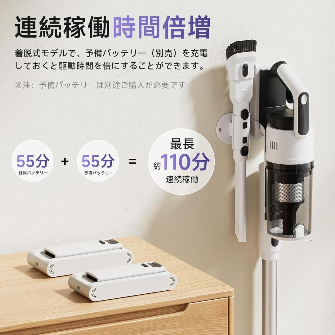 511コードレス掃除機 強力吸引 自立式 55分連続稼働 軽量 サイクロン