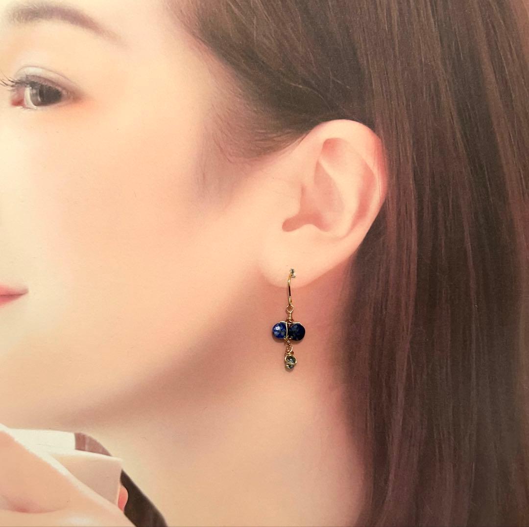 «741»◤専用ページ◢天然石ラピスラズリ*多面カットの輝き*18Kgfワイヤー