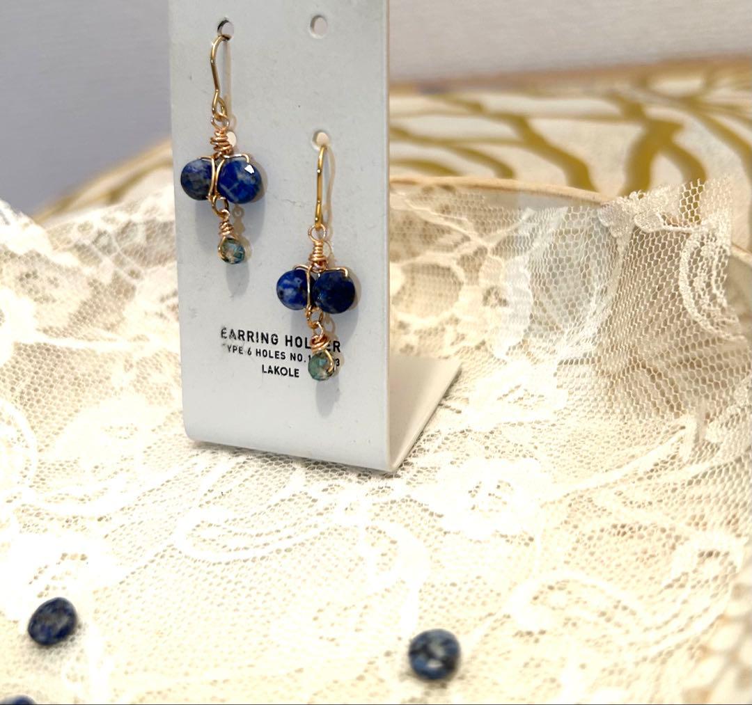 «741»◤専用ページ◢天然石ラピスラズリ*多面カットの輝き*18Kgfワイヤー