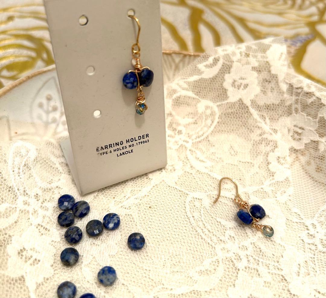 «741»◤専用ページ◢天然石ラピスラズリ*多面カットの輝き*18Kgfワイヤー