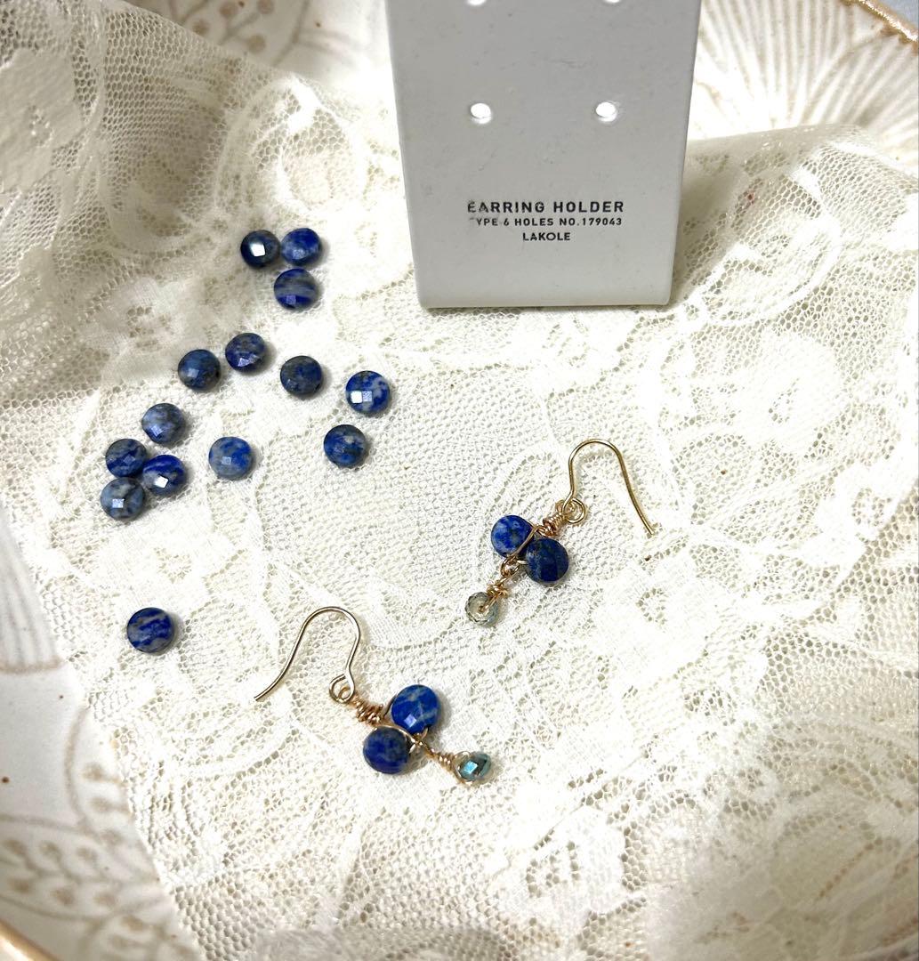 «741»◤専用ページ◢天然石ラピスラズリ*多面カットの輝き*18Kgfワイヤー