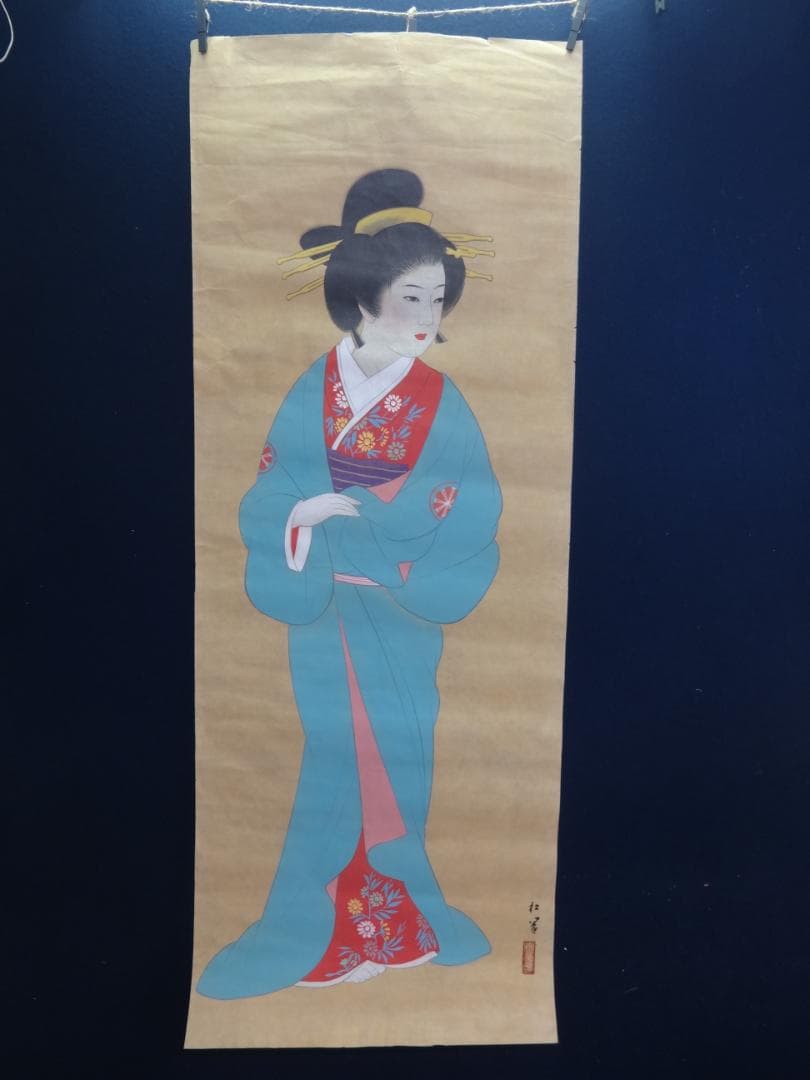 S*o様 上村松園 天保歌妓 水彩画 1935年代 紙本著色 肉筆 浮世絵