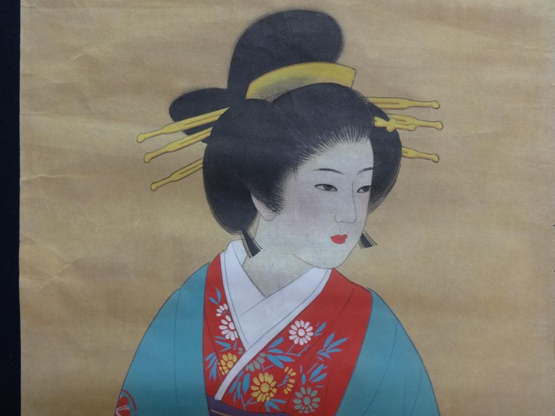 S*o様 上村松園 天保歌妓 水彩画 1935年代 紙本著色 肉筆 浮世絵