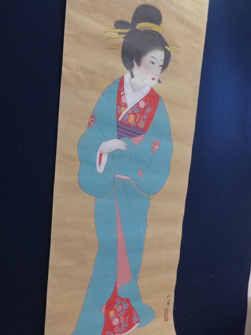 S*o様 上村松園 天保歌妓 水彩画 1935年代 紙本著色 肉筆 浮世絵