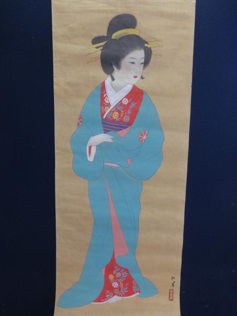 S*o様 上村松園 天保歌妓 水彩画 1935年代 紙本著色 肉筆 浮世絵
