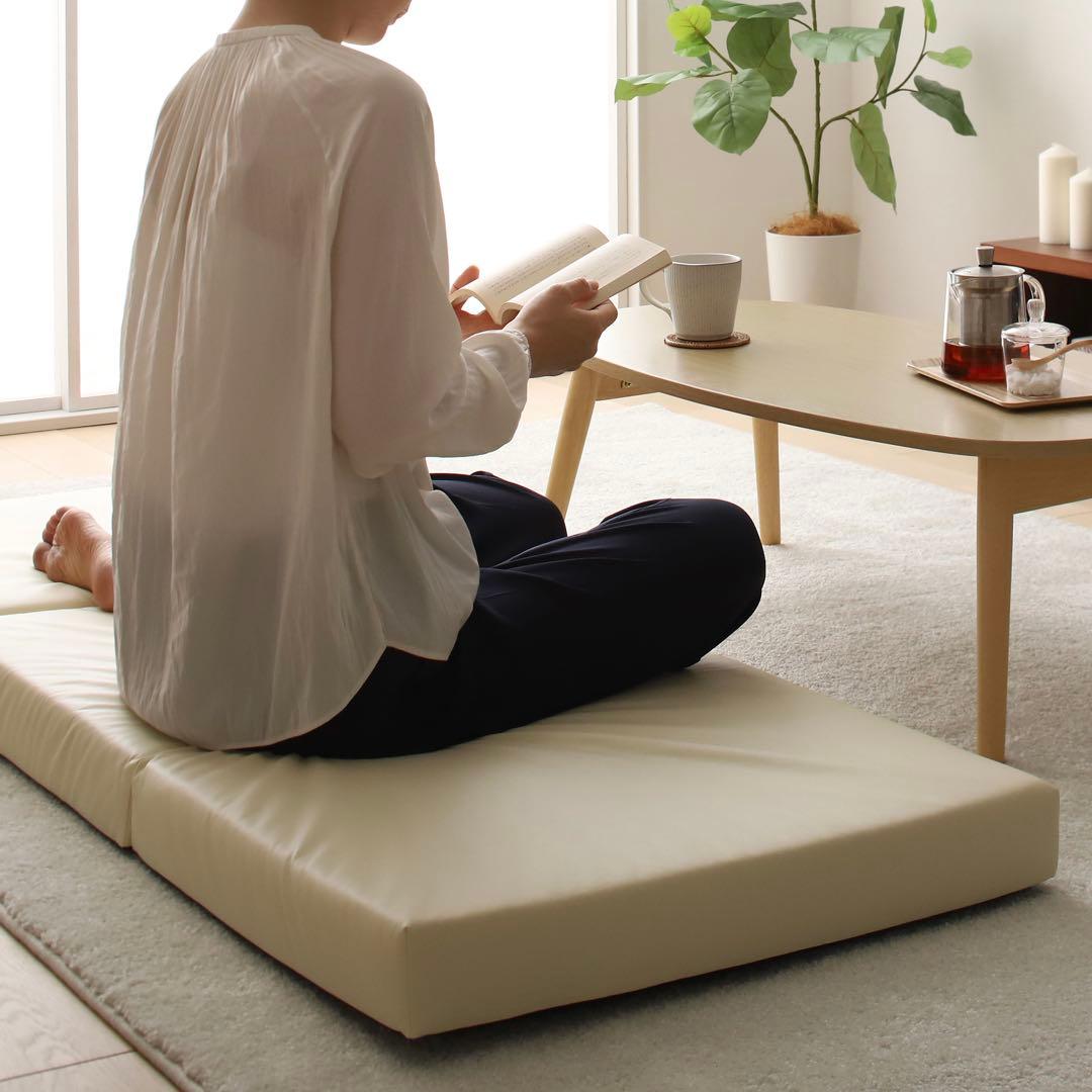 H新品 フロアマット 180cm ブラック 黒 クッションマット レザー 座布団