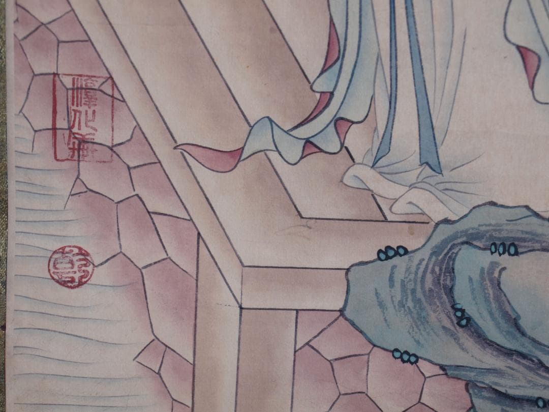 骨董市仕入れ品　中国明時代の肉筆掛軸　 激安骨董品 DE789A7-3