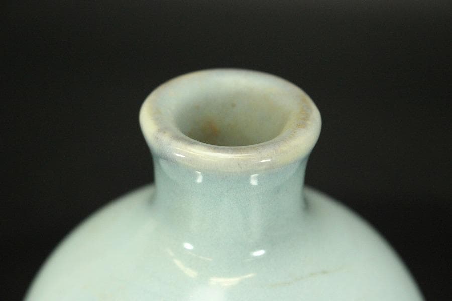 中国美術 天青釉 梅瓶 高17cm ZE216