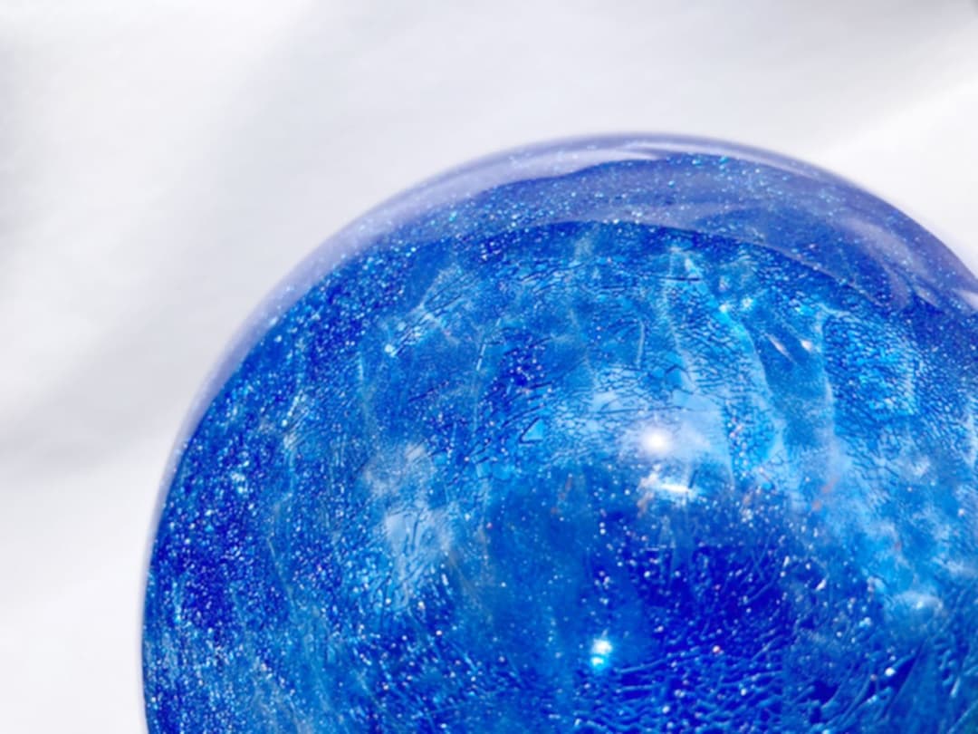 内貫入ガラス　花器　花瓶　ブルー