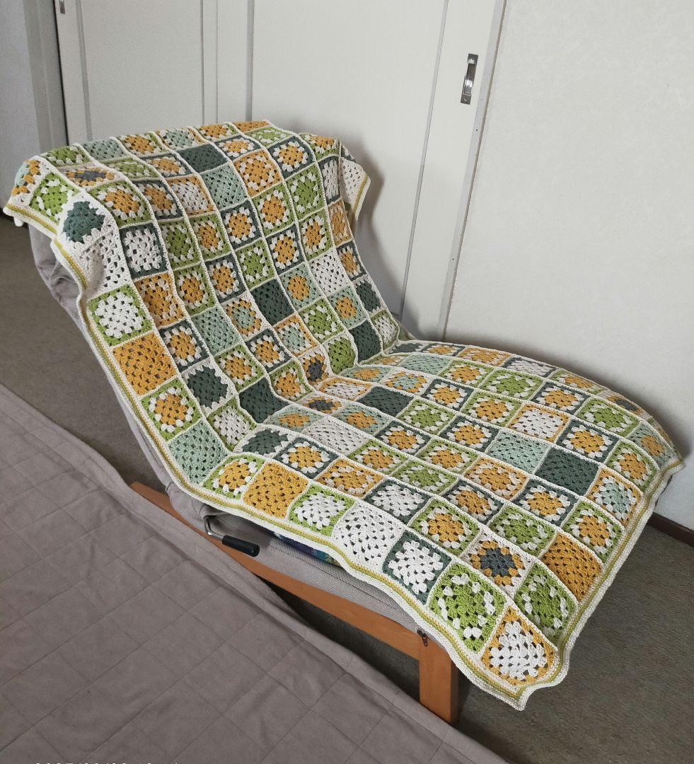 ハンドメイドグラニースクエアモチーフ編み ブランケット・ソファーカバー 他…