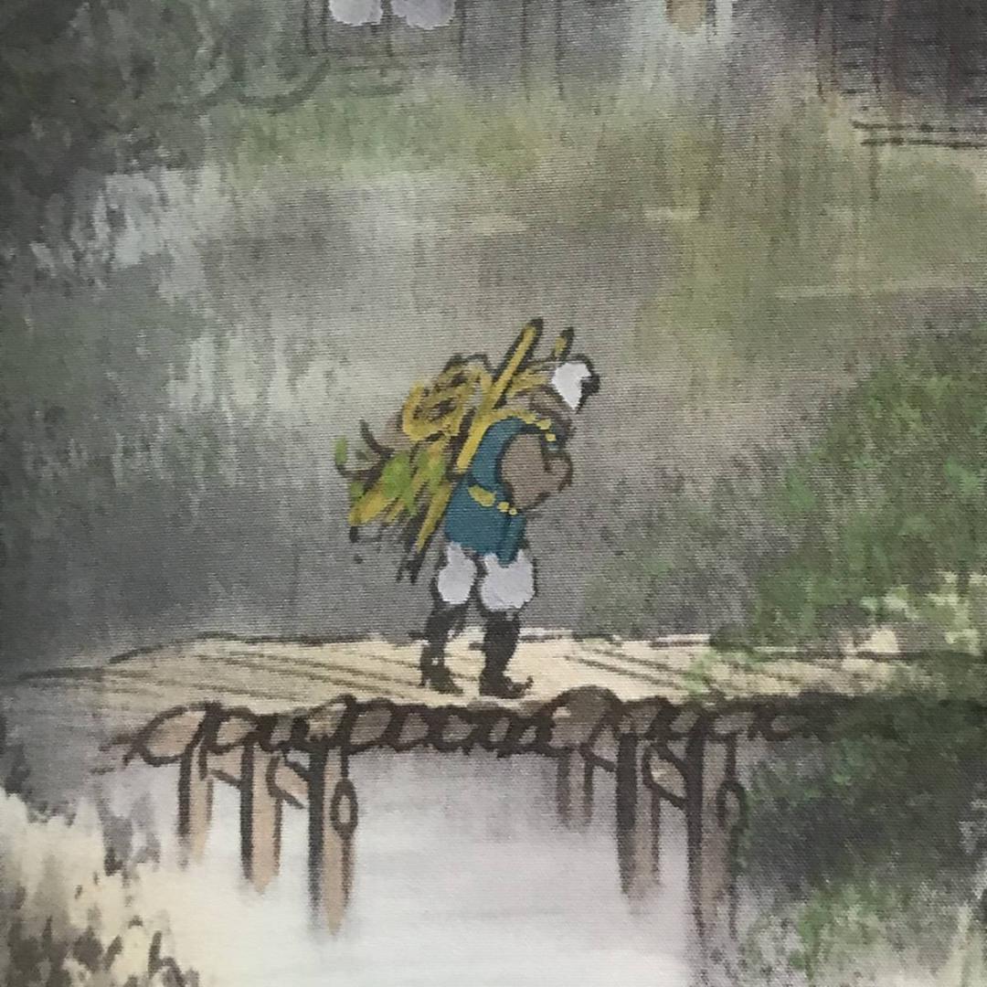 【真作】梅渓/彩色山水図/山水人物図/掛軸/名家伝来/AB-823