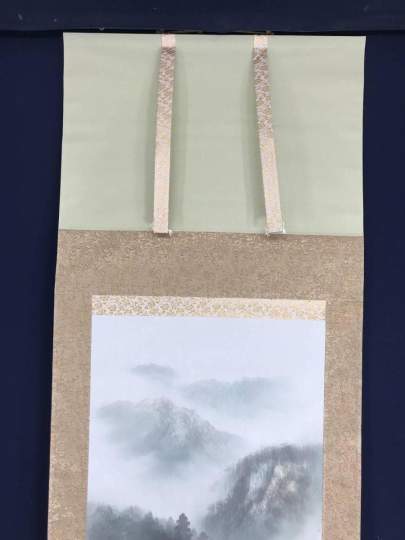 【真作】梅渓/彩色山水図/山水人物図/掛軸/名家伝来/AB-823