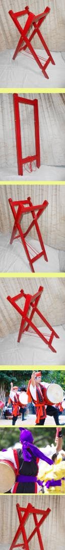 新品未使用(送料無料)20.000円　大太鼓用可動式赤い和太鼓スタンド