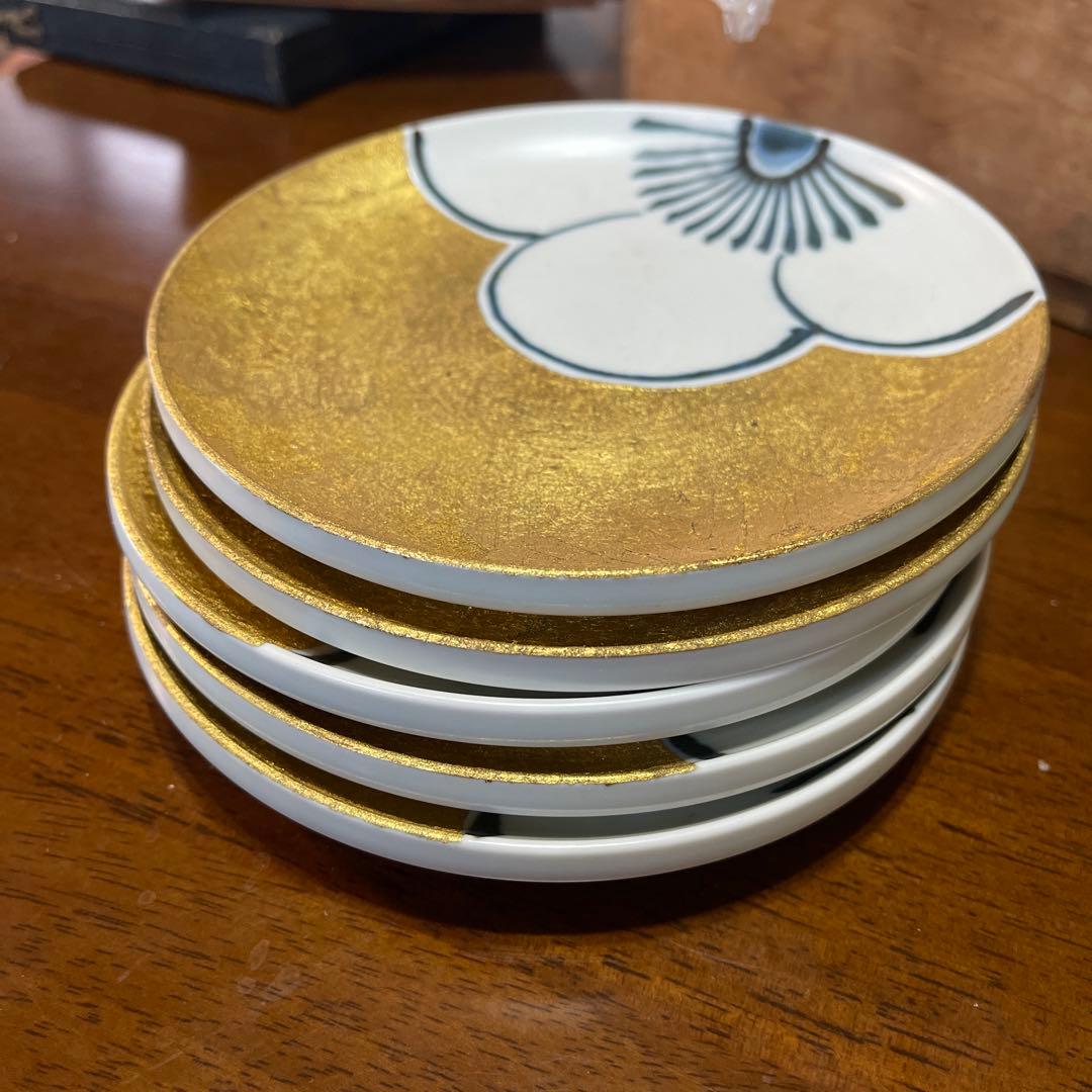 金色装飾の皿 5枚セット