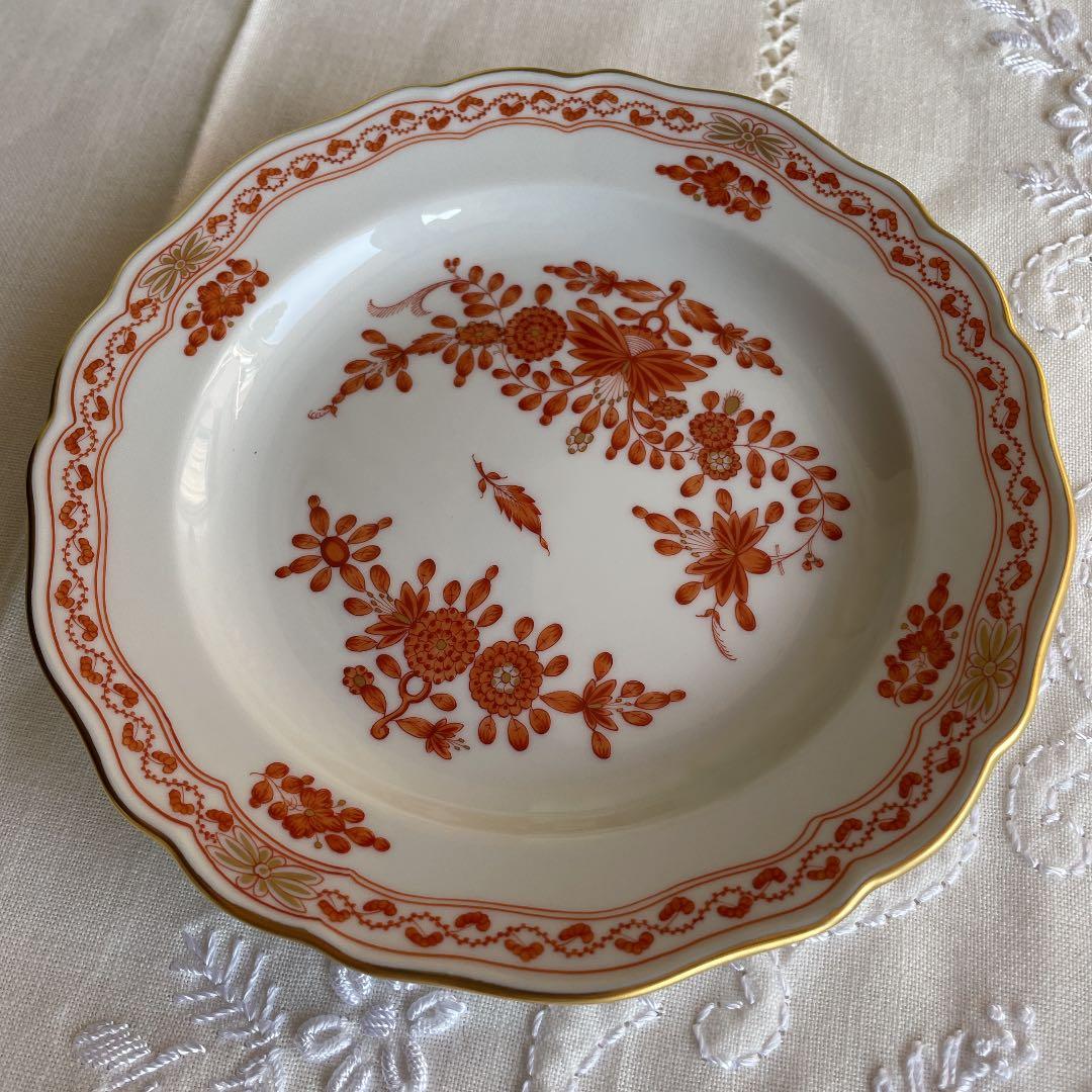 ★ マイセン　インドの華　リッチコーラルオレンジ　トリオ