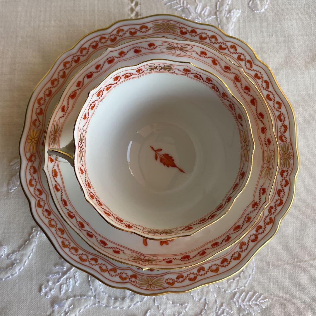 ★ マイセン　インドの華　リッチコーラルオレンジ　トリオ