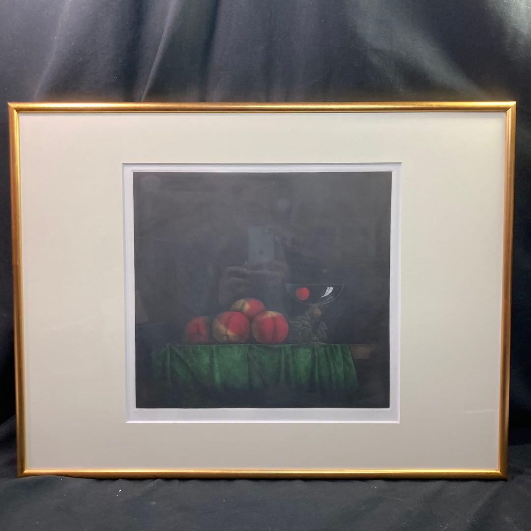 【美品】横井巴ヨコイトモエ 「ワイングラスとチェリー」 58/100 メゾチント