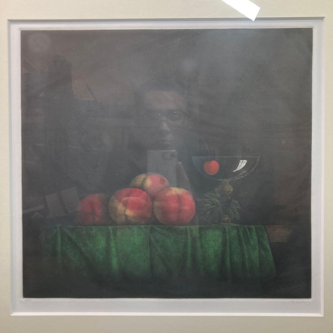 【美品】横井巴ヨコイトモエ 「ワイングラスとチェリー」 58/100 メゾチント