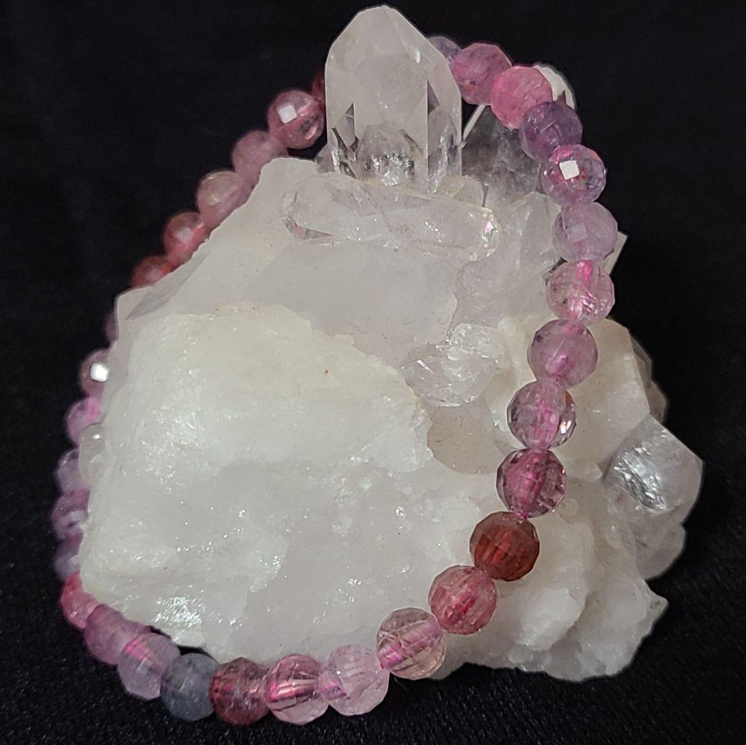 5mm 15.5cm スピネル 高品質 天然石 ブレスレット ミラーボールカット