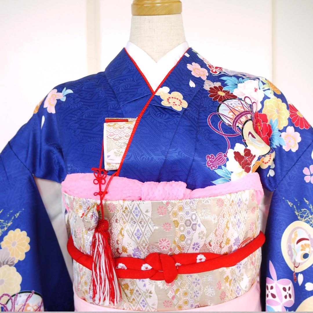 七五三 女の子 7歳 四つ身 着物 帯 フルセット 古典 青