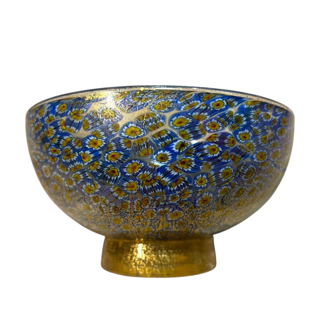 ベネチアンガラス ミルフィオリ 金彩 ガラスボウル ムラーノ ラグナ