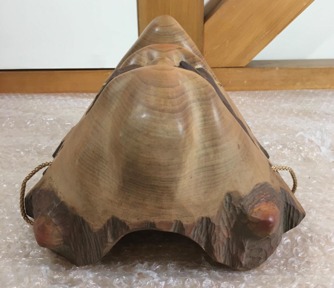 ○【世界的名工】前島秀章 忍 悲しい酒 昭和五十六年 23.5cm 面 木彫