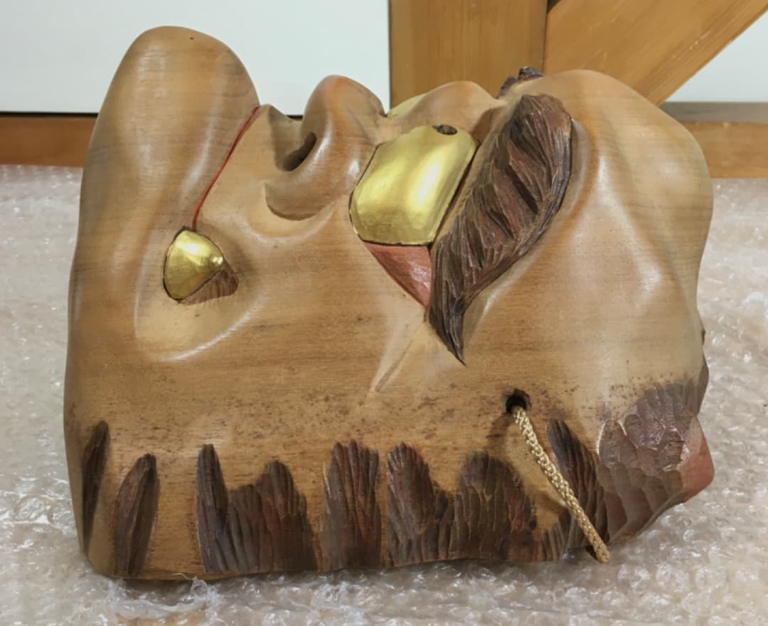 ○【世界的名工】前島秀章 忍 悲しい酒 昭和五十六年 23.5cm 面 木彫