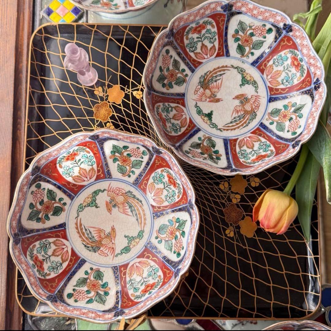Y様のお皿です‼️『桐花鳳凰文様』切支丹皿松梅桐菊8客➕1木箱入り